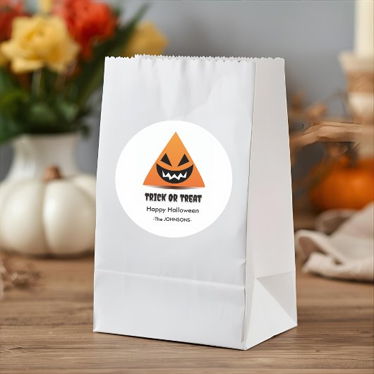 Rond Sticker Halloween - Triangle Citrouille