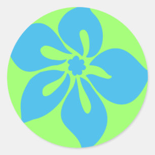 Rond Sticker "Happy Hibiscus" en Lime/Turq