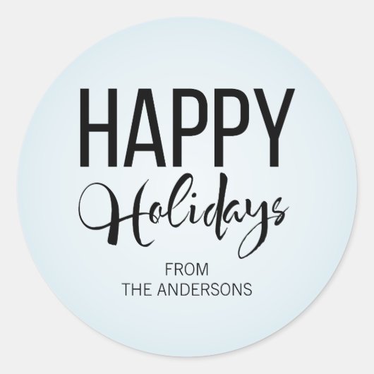 Rond Sticker Happy Holidays Ski d'hiver (Devant)