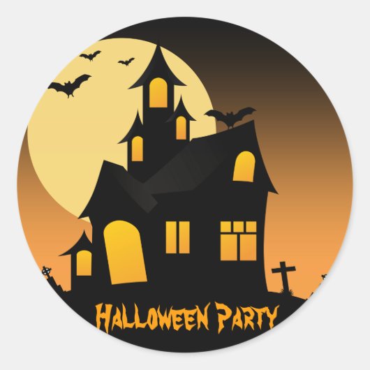 Rond Sticker Haunted House Halloween Party (Devant)