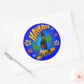 Rond Sticker Hawaii Surfing (Enveloppe)