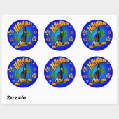 Rond Sticker Hawaii Surfing (Feuille)