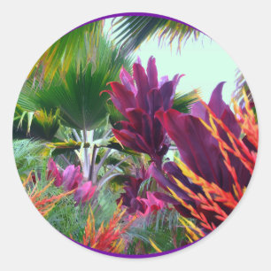 Rond Sticker Hawaiian Tropical Garden