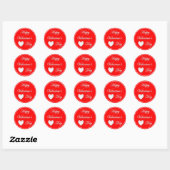 Rond Sticker Heureuse Sainte-Valentin avec texte blanc (Feuille)