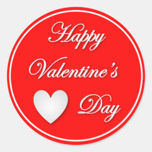 Rond Sticker Heureuse Sainte-Valentin avec texte blanc