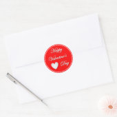 Rond Sticker Heureuse Sainte-Valentin avec texte blanc (Enveloppe)