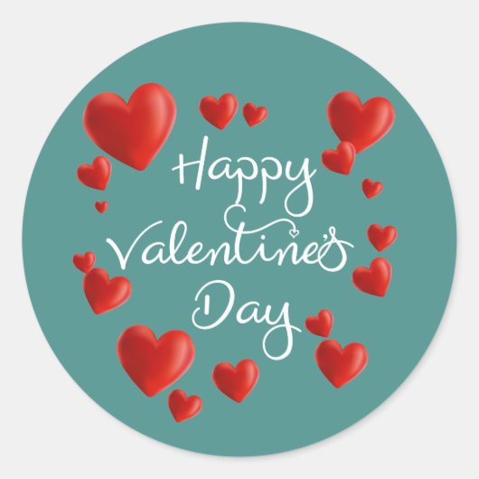 Rond Sticker Heureuse Sainte-Valentin Coeurs rouges (Devant)