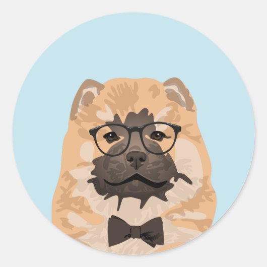 Rond Sticker Hipster Chow Chow Chig pour Amoureux de le (Devant)