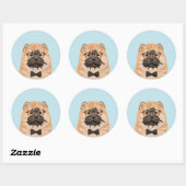 Rond Sticker Hipster Chow Chow Chig pour Amoureux de le (Feuille)