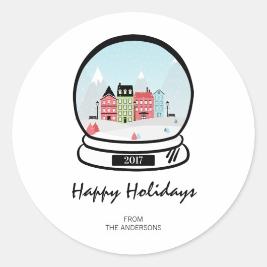 Rond Sticker hiver Snow Globe (Devant)