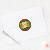 Rond Sticker Holiday Holiday Feuille Holly (Enveloppe)