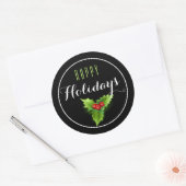 Rond Sticker Holiday Holly & Berries (Enveloppe)