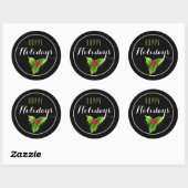 Rond Sticker Holiday Holly & Berries (Feuille)
