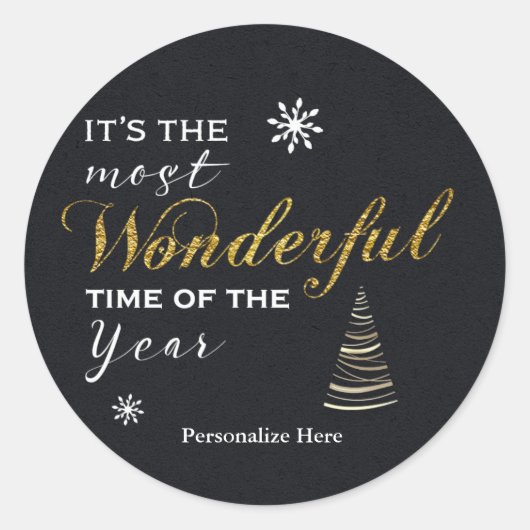 Rond Sticker Holiday Time Gold Foil Card (Devant)