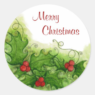 Rond Sticker Holly Berries