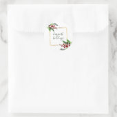 Rond Sticker Holly Branches Happest Holidays (Sac)