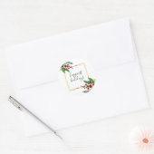 Rond Sticker Holly Branches Happest Holidays (Enveloppe)