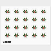 Rond Sticker Holly Christmas Joyeux Noël (Feuille)