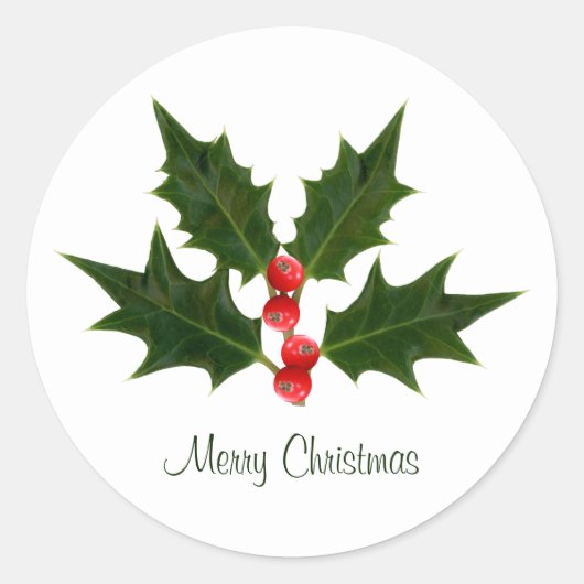 Rond Sticker Holly Christmas Joyeux Noël (Devant)