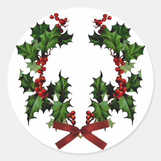 Rond Sticker Holly Wreath (Devant)