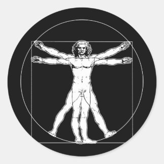 Rond Sticker Homme Da Vinci Vitruvian