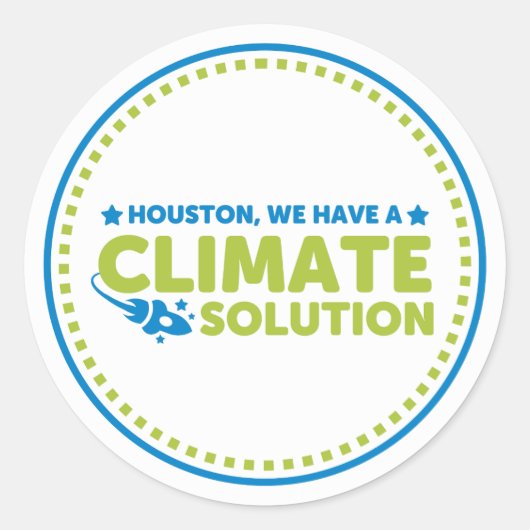 Rond Sticker - Houston, nous avons une solution climati (Devant)