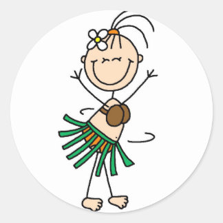 Rond Sticker Hula Dancing Figure