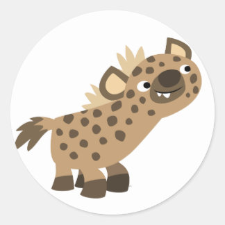 Rond Sticker Hyena Cartoon Curieux