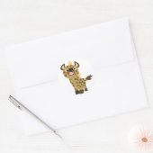 Rond Sticker Hyena Cartoon Doux et Souriant (Enveloppe)