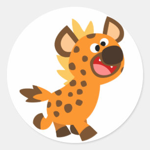 Rond Sticker Hyena pour petit dessin mignon