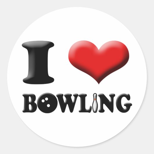 Rond Sticker I Heart Bowling (Devant)