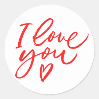 Rond Sticker I love you in red