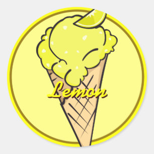 Rond Sticker Icecream citron