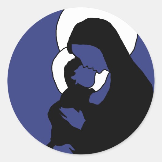 Rond Sticker Icons de Noël - Marie et bébé Jésus (Devant)