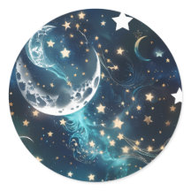 Sticker - Icy Blue Moon Phases Celestial Moon Desi