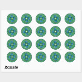 Rond Sticker indien Blue & Aqua Disk (Feuille)