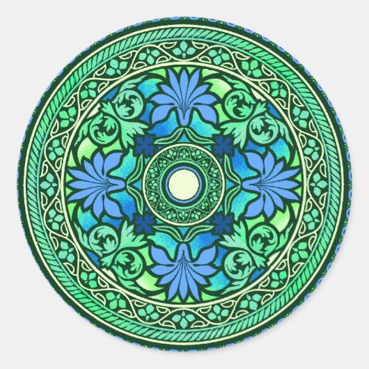 Rond Sticker indien Blue & Aqua Disk (Devant)