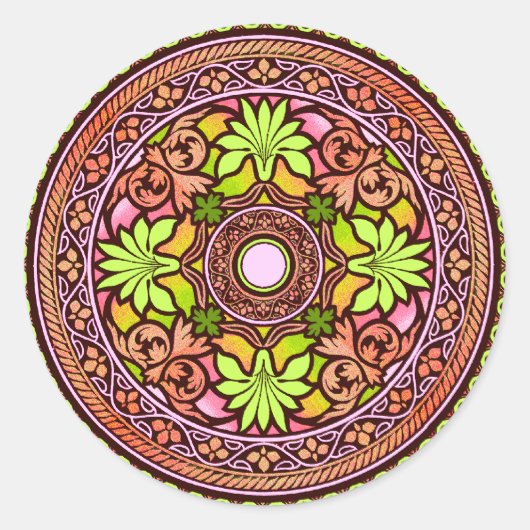 Rond Sticker indien de disque rose (Devant)