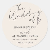 Rond Sticker inimaliste Mariage moderne (Devant)