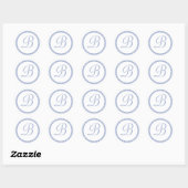 Rond Sticker initial à point bleu poudre simple (Feuille)