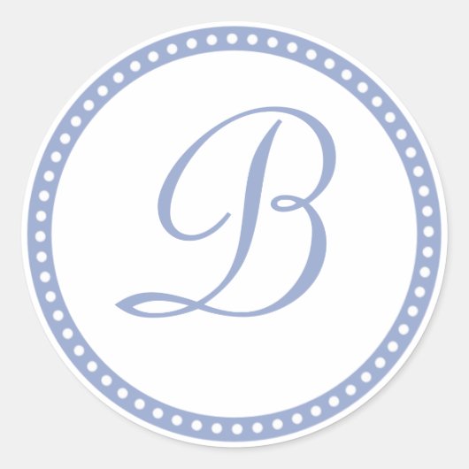 Rond Sticker initial à point bleu poudre simple (Devant)