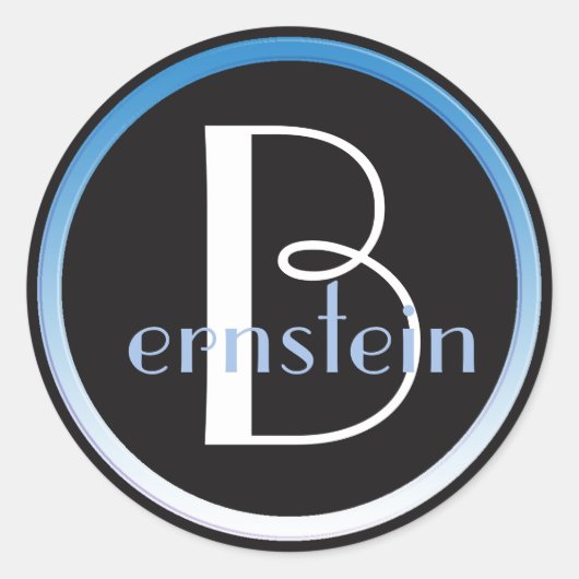 Rond Sticker initial aux lettres bleue et blanche monog (Devant)