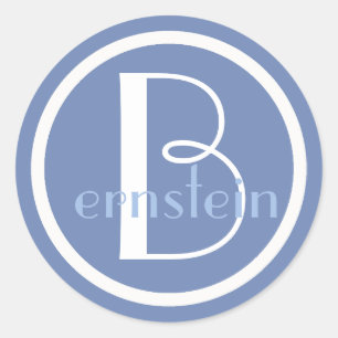 Rond Sticker initial aux lettres bleue et blanche monog