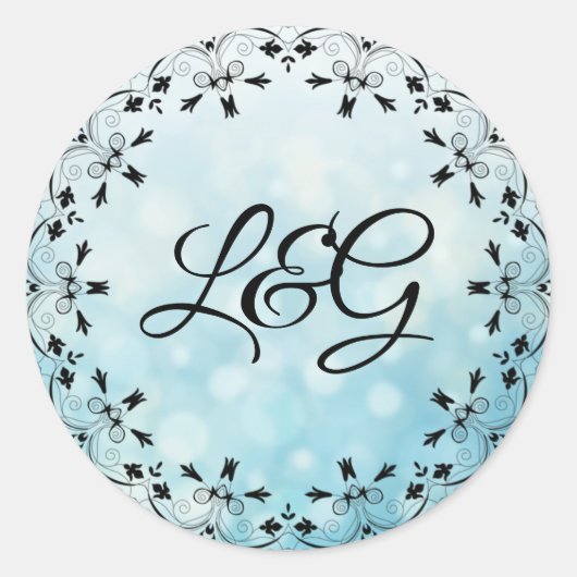 Rond Sticker initial bleu décoratif personnalisé (Devant)