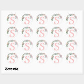 Rond Sticker initial de Bunny Floral (Feuille)
