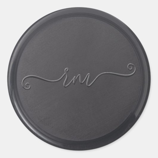 Rond Sticker initial de cire noire cursive (Devant)