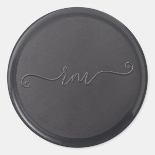Rond Sticker initial de cire noire cursive