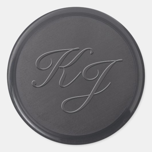 Rond Sticker initial de cire noire cursive (Devant)