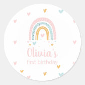 Rond Sticker Invitation de la première fête d'anniversa (Devant)