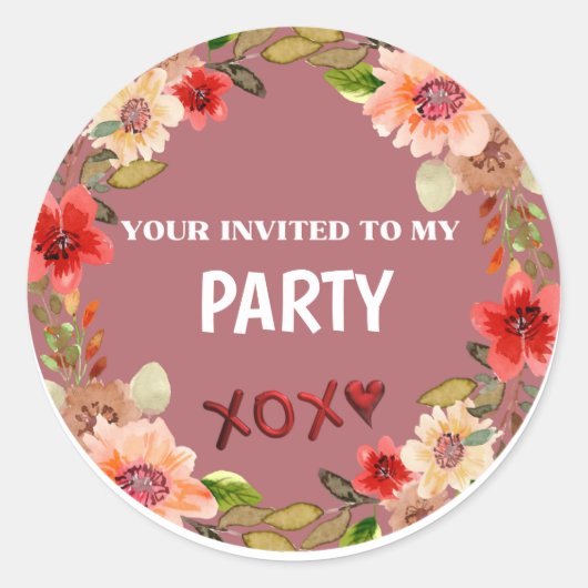 Rond Sticker INVITATION Floral Circle (Devant)